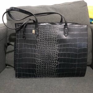 Beis small work tote croc-black